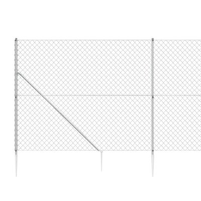 vidaXL Maschendrahtzaun mit Bodenhülsen Silbern 2,2x10 m