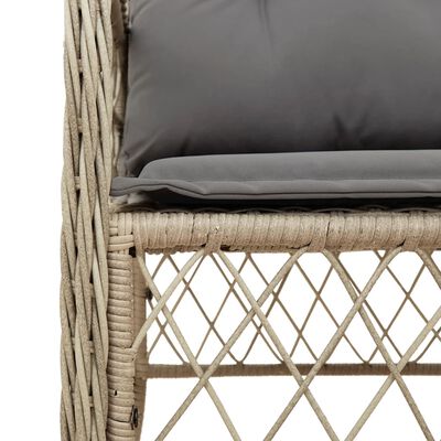 vidaXL 3-tlg. Bistro-Set mit Kissen Beigemischung Poly Rattan