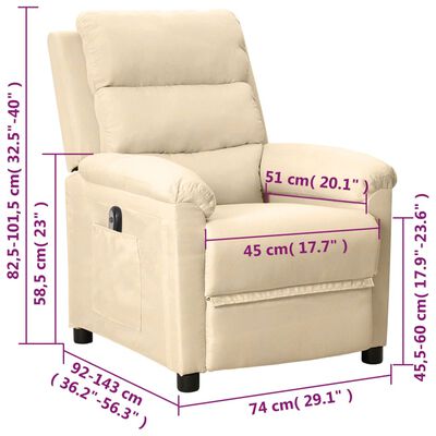 vidaXL Relaxsessel Elektrisch Creme Stoff