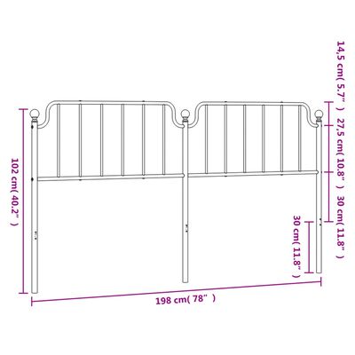 vidaXL Kopfteil Metall Schwarz 193 cm