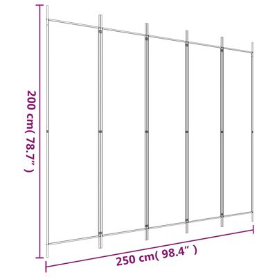 vidaXL 5-tlg. Paravent Weiß 250x200 cm Stoff