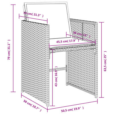 vidaXL 9-tlg. Garten-Essgruppe mit Kissen Schwarz Poly Rattan