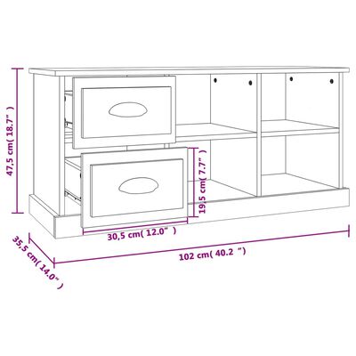 vidaXL TV-Schrank Weiß 102x35,5x47,5 cm Holzwerkstoff