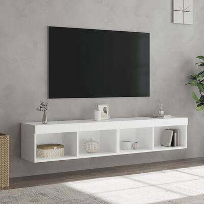 vidaXL TV-Schränke mit LED-Leuchten 2 Stk. Weiß 80x30x30 cm