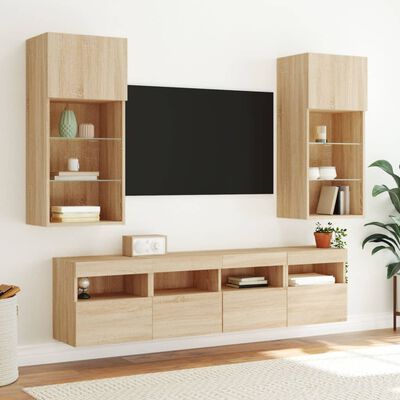 vidaXL TV-Wandschrank mit LED-Leuchten Sonoma-Eiche 40x30x40 cm