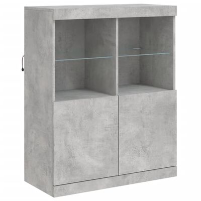 vidaXL Sideboard mit LED-Leuchten Betongrau 283x37x100 cm