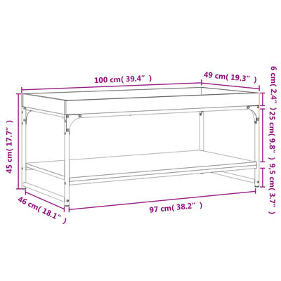 vidaXL Couchtisch Räuchereiche 100x49x45 cm Holzwerkstoff