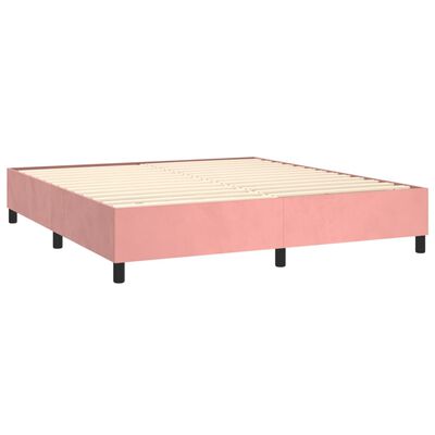 vidaXL Boxspringbett mit Matratze Rosa 160x200 cm Samt