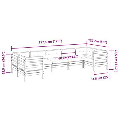 vidaXL 7-tlg. Garten-Sofagarnitur mit Kissen Massivholz Douglasie