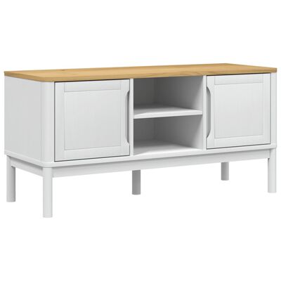 vidaXL TV-Schrank FLORO Weiß 114x43x55 cm Massivholz Kiefer