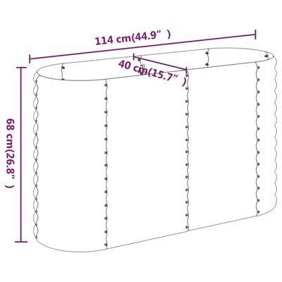 vidaXL Hochbeet Pulverbeschichteter Stahl 114x40x68 cm Grün