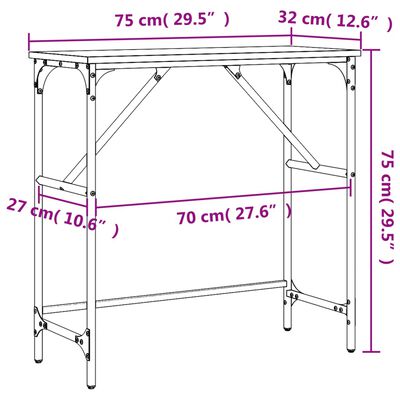 vidaXL Konsolentisch Braun Eichen-Optik 75x32x75 cm Holzwerkstoff