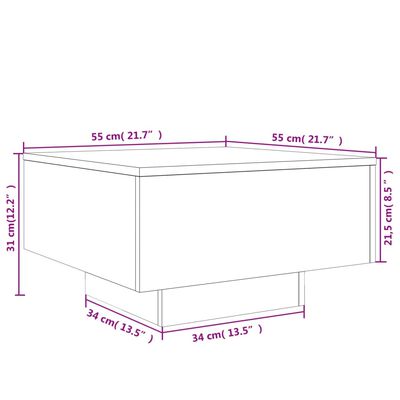 vidaXL Couchtisch mit LED-Leuchten Räuchereiche 55x55x31 cm