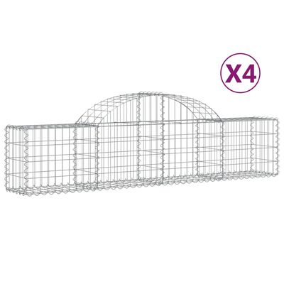 vidaXL Gabionen mit Hochbogen 4 Stk. 200x30x40/60 cm Verzinktes Eisen