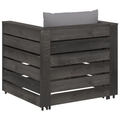 vidaXL 2-tlg. Garten-Lounge-Set mit Kissen Grau Imprägniertes Holz