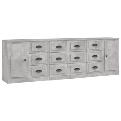 vidaXL Sideboards 3 Stk. Betongrau Holzwerkstoff