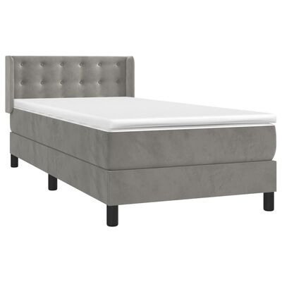 vidaXL Boxspringbett mit Matratze Hellgrau 80x200 cm Samt