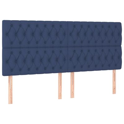 vidaXL Boxspringbett mit Matratze & LED Blau 180x200 cm Stoff