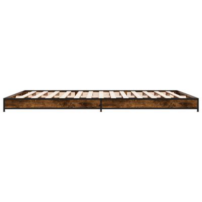 vidaXL Bettgestell Räuchereiche 135x190 cm Holzwerkstoff und Metall