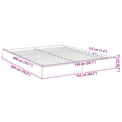 vidaXL Bettgestell ohne Matratze Räuchereiche 150x200 cm Holzwerkstoff