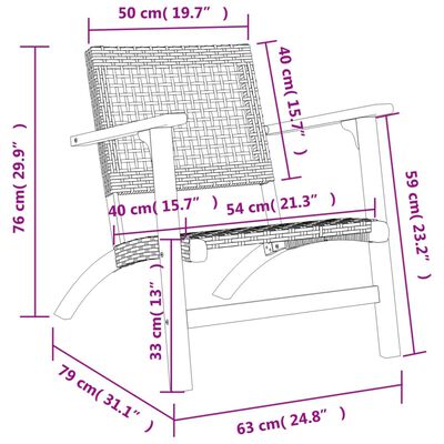 vidaXL Gartenstühle 2 Stk. Beige Poly Rattan und Akazienholz