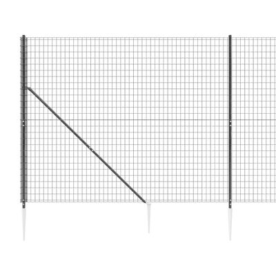 vidaXL Maschendrahtzaun mit Bodenhülsen Anthrazit 1,8x25 m