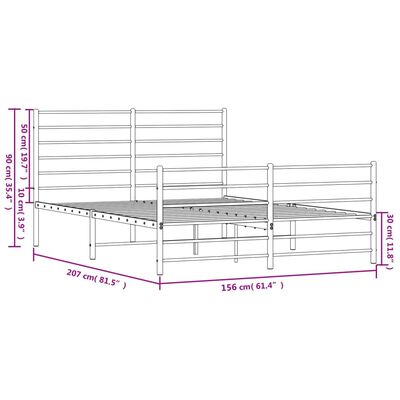 vidaXL Bettgestell mit Kopf- und Fußteil Metall Weiß 150x200 cm