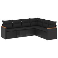 vidaXL 6-tlg. Garten-Sofagarnitur mit Kissen Schwarz Poly Rattan