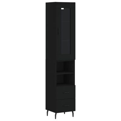 vidaXL Highboard Schwarz 34,5x34x180 cm Holzwerkstoff