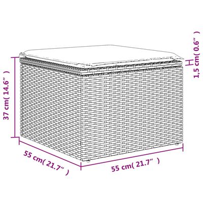 vidaXL 13-tlg. Garten-Sofagarnitur mit Kissen Grau Poly Rattan