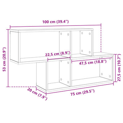 vidaXL Wandregal Braun Eichen-Optik 100x20x53 cm Holzwerkstoff