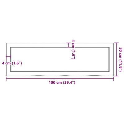 vidaXL Wandregal 100x30x(2-4) cm Massivholz Eiche Unbehandelt