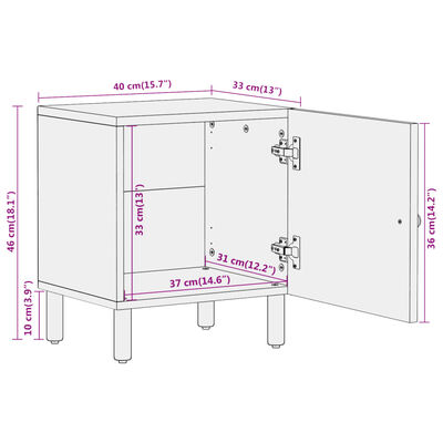 vidaXL Nachttisch 40x33x46 cm Massivholz Mango