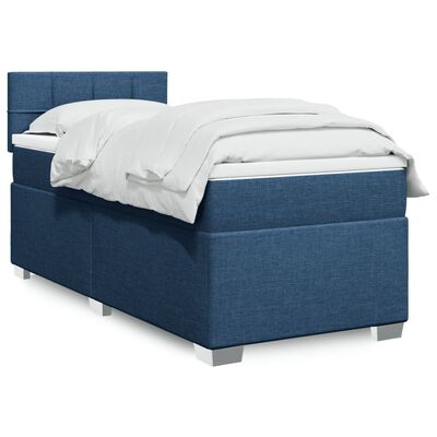 vidaXL Boxspringbett mit Matratze Blau 100x200 cm Stoff