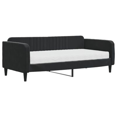 vidaXL Tagesbett mit Matratze Schwarz 90x190 cm Samt