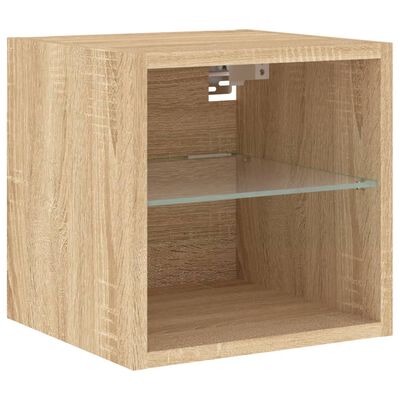 vidaXL TV-Wandschrank mit LED-Leuchten Sonoma-Eiche 30x28,5x30 cm