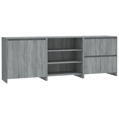 vidaXL 3-tlg. Sideboard Grau Sonoma Holzwerkstoff