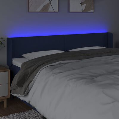 vidaXL LED Kopfteil Blau 183x16x78/88 cm Stoff