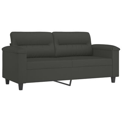 vidaXL 2-Sitzer-Sofa mit Kissen Dunkelgrau 140 cm Mikrofasergewebe