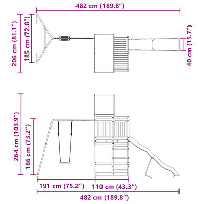 vidaXL Spielturm Massivholz Douglasie