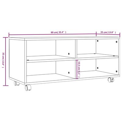 vidaXL TV-Schrank mit Rollen Räuchereiche 90x35x35 cm Holzwerkstoff