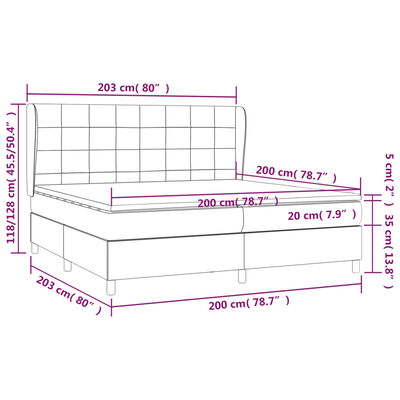 vidaXL Boxspringbett mit Matratze Dunkelgrau 200x200 cm Samt