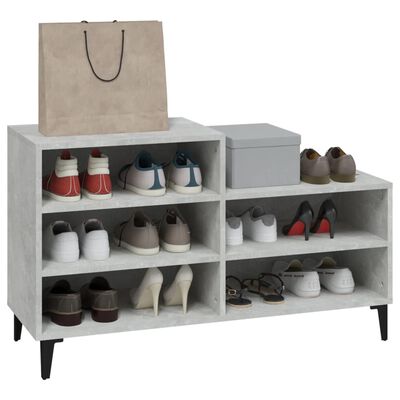 vidaXL Schuhregal Betongrau 102x36x60 cm Holzwerkstoff