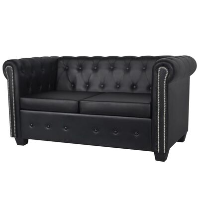 vidaXL Chesterfield-Sofa 2-Sitzer Kunstleder Schwarz