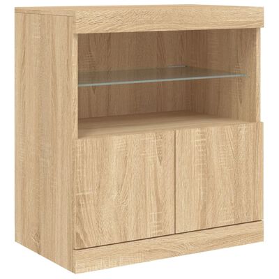 vidaXL Sideboard mit LED-Leuchten Sonoma-Eiche 60x37x67 cm