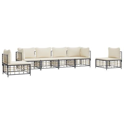 vidaXL 6-tlg. Garten-Lounge-Set mit Kissen Anthrazit Poly Rattan