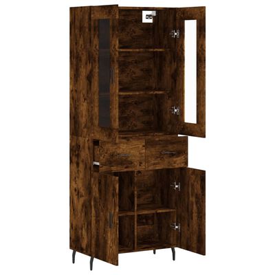 vidaXL Highboard Räuchereiche 69,5x34x180 cm Holzwerkstoff