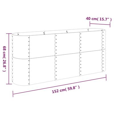 vidaXL Hochbeet Pulverbeschichteter Stahl 152x40x68 cm Grün