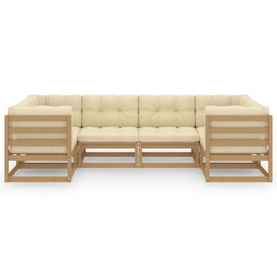 vidaXL 6-tlg Garten-Lounge-Set mit Kissen Honigbraun Massivholz Kiefer