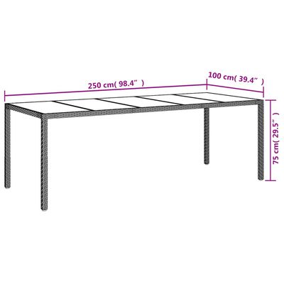 vidaXL 9-tlg. Garten-Essgruppe mit Kissen Grau Poly Rattan und Glas